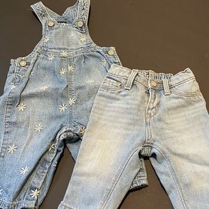 Gap daisy overalls and “mom jean” bundle